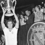 Francisco Franco como Jefe del Estado en acto oficial en Madrid en la entrega de la Copa del Generalísimo
