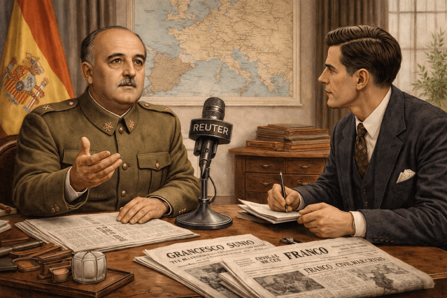 Franco entrevista a periodista en 1938
