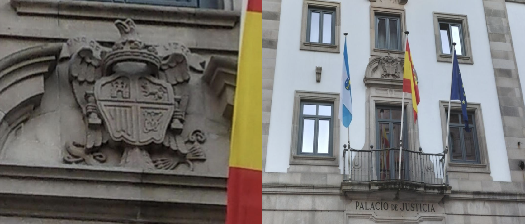 Escudo de España en la fachada del Palacio de Justicia (Audiencia Provincial 