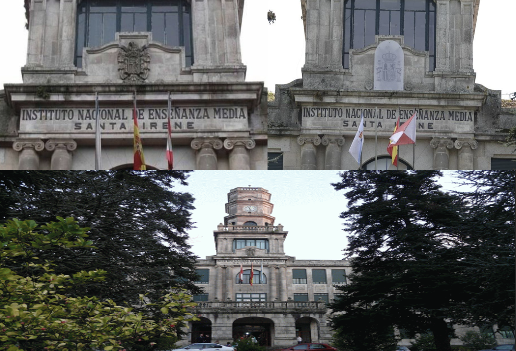 .- Eliminación del escudo de España del Colegio  Santa Irene ( Instituto de Enseñanza Media Santa Irene) 