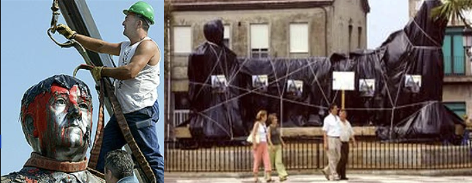 Monumento a Franco, situado en la plaza mayor de la localidad