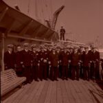 Francisco Franco con la tripulación del crucero Galicia, en un viaje a Palma de Mallorca y con el almirante Carrero Blanco 12-05-1960
