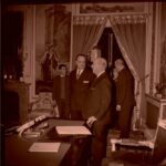 Francisco Franco con el Sr. Fraga Iribarne con motivo del mensaje de Fin de Año por televisión 28-12-1965