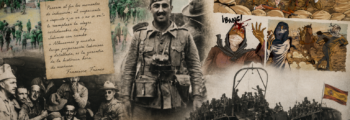 Collage histórico del desembarco de Alhucemas de 1925 con fotografías de Francisco Franco, tropas españolas, legionarios y escenas de combate en Marruecos, inspirado en el diario militar del coronel Franco durante la Guerra del Rif.